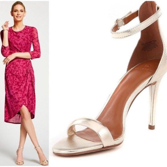 H by Halston Alison Gold Metallic Crackle Heels - Picture 2 of 6